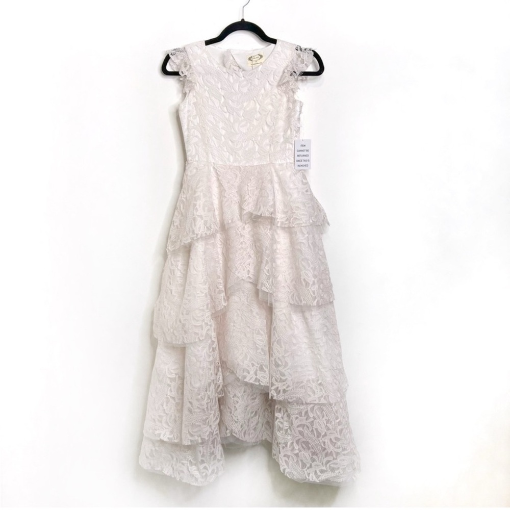 Joyfolie Azalea Lace Tiered Full Length Dress in Cream NWT - Picture 5 of 16